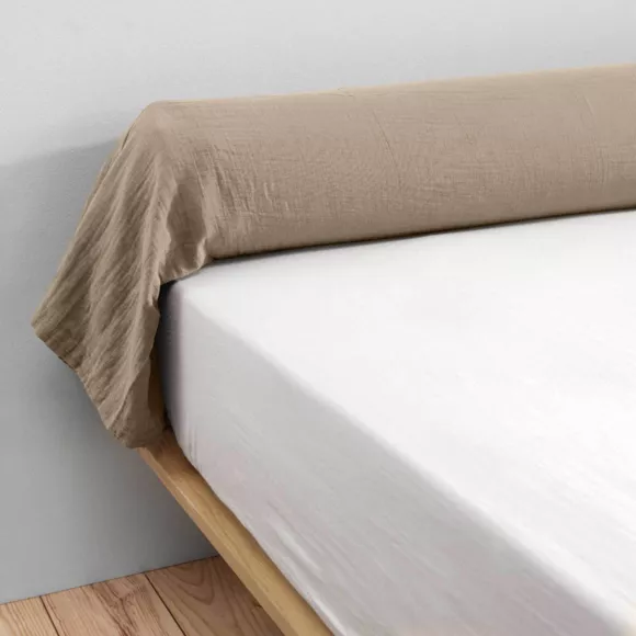 EM - Taie de traversin 85 x 185 cm Gaze de coton unie GAìA Ficelle