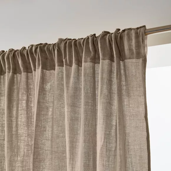 Cortina de gasa de algodón con cinta fruncidora (140 x 240 cm) Gaïa Marrón cuerda