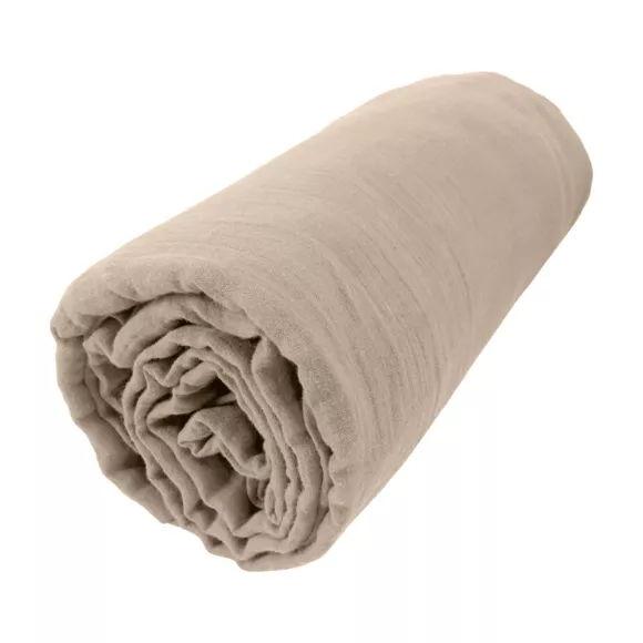 EM - Drap housse 180 x 200 cm Gaze de coton unie GAìA Ficelle