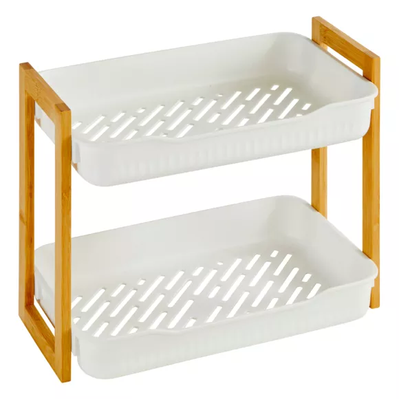 Regal Badezimmer 2 Ebenen (H35 cm) Natureo Weiß