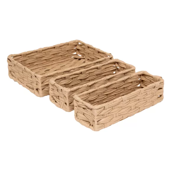 LOT X3 PANIER BAS TRESSE L. 27 x P. 20 x H. 7 cm