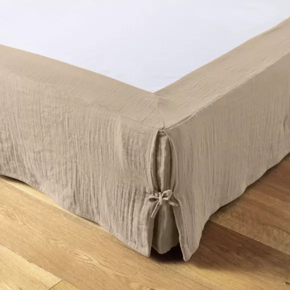 EM - Cache-sommier 140 x 190 cm Gaze de coton unie GAìA Ficelle