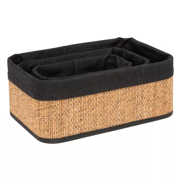 3er Set Aufbewahrungskörbe Bambus (H12 cm) Stremy Beige
