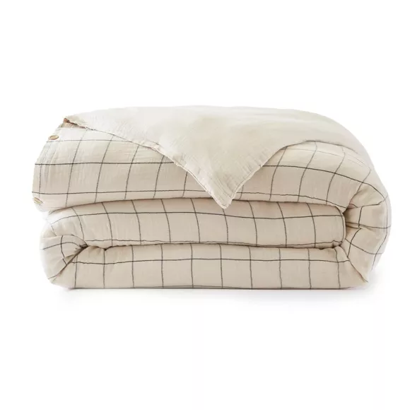 Funda nórdica de gasa de algodón (240 x 220 cm) Gaïa Match Beige pampa