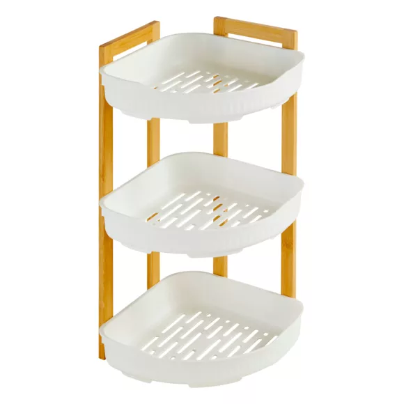 Eckregal Bad 3 Ebenen (H45 cm) Natureo Weiß