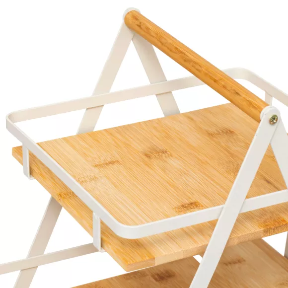 Houten keukenrek 2 niveaus met handvat (H29 cm) Ordera Wit