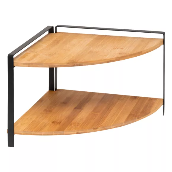 Etagère d'angle bois 2 niveaux (H20,5 cm) Ordera Noire
