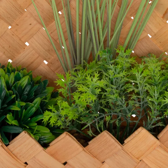 Kunstmatige planten gehangen in een bamboe mand (H27 cm) Jika