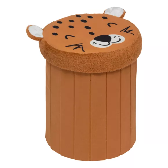 Opvouwbare kinderpoef kist (H38 cm) Luipaard Bruin