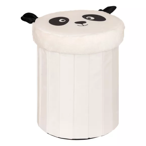Pouf coffre pliant enfant (H38 cm) Panda Noir