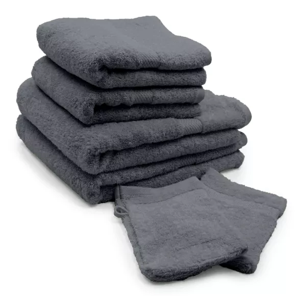 Handtuchset 50x90 cm x2 + Handtuch 70x130cm x2 + Waschlappen x2 Elegance Anthrazitgrau