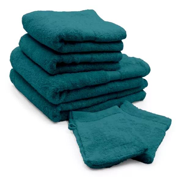 Badhanddoekenset 50x90 cm x2 + Handdoeken 70x130cm x2 + Wasdoekjes x2 Elegance Blauw