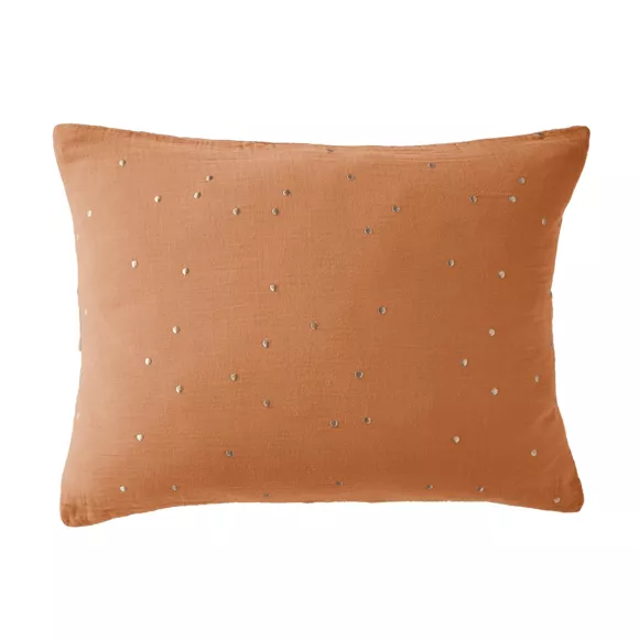 Taie d'oreiller rectangulaire gaze de coton (50 x 70 cm) Gaïa Chic Abricot