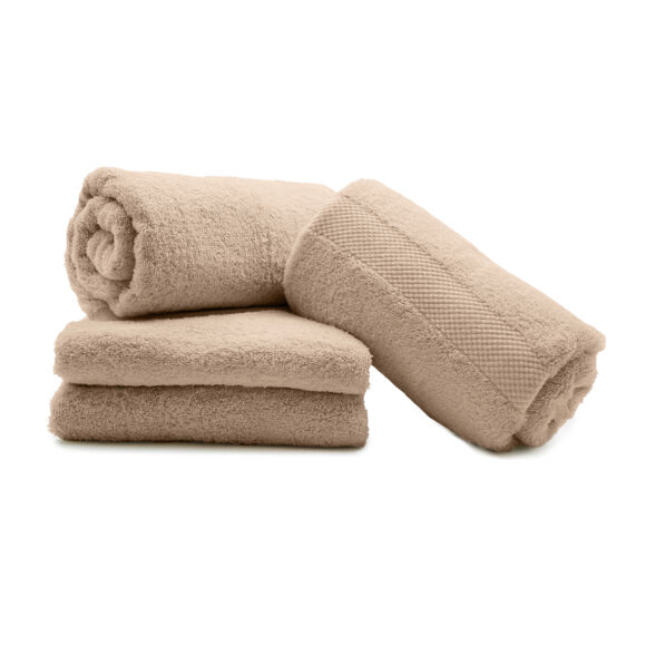 Lot de 4 serviettes de toilette coton (70 x 130 cm) Elegance Noisette