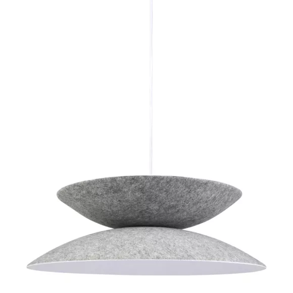 Suspension lumineuse feutre et métal (D46 cm) Nimbus Grise