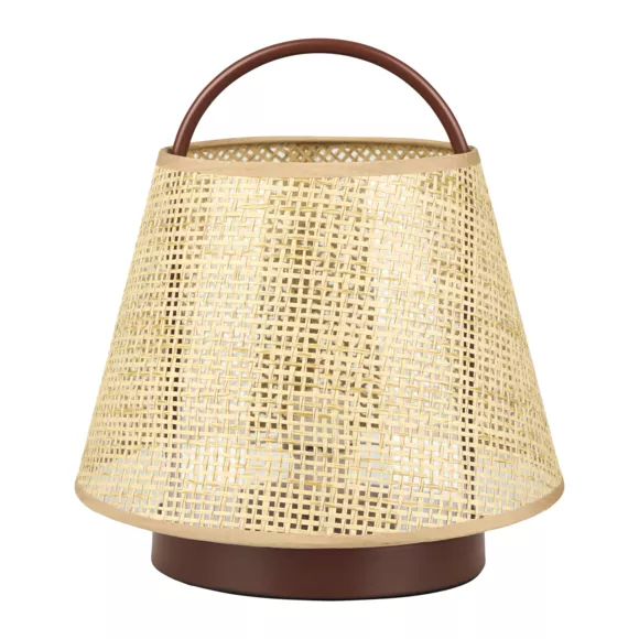 Tafellamp metaal en rotan (H28 cm) Fuji Bruin