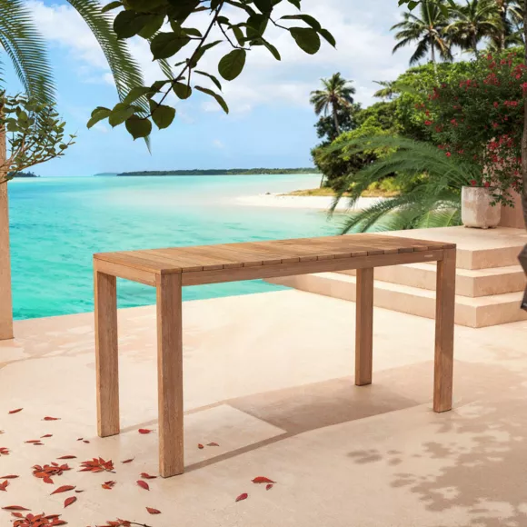 Mesa alta de jardÃ­n de madera de acacia para 8 personas (203 x H150 cm) BornÃ©o Natural