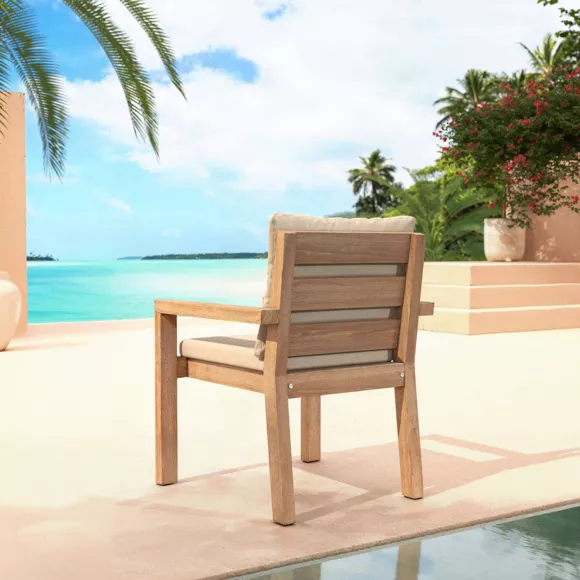  Lot de 2 fauteuils de jardin empilables en bois d'acacia Bornéo Naturel