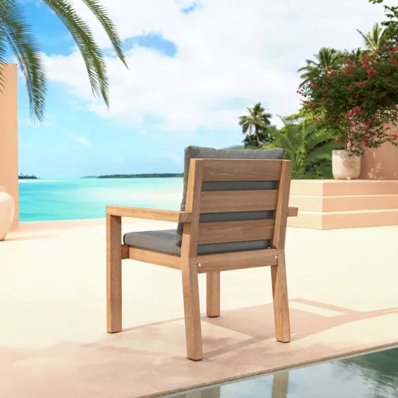 Lote de 2 sillones apilables de jardÃ­n en madera de acacia BornÃ©o Gris antracita