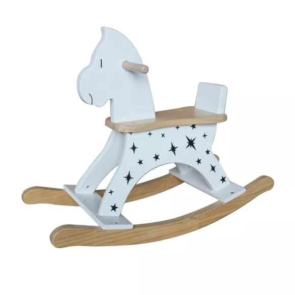 Cheval à bascule bois (H53 cm) Stars Blanc