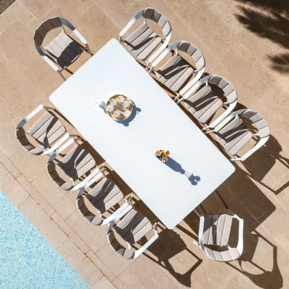 Mesa de jardín rectangular de aluminio 10 plazas (240 x 120 cm) Monte Carlo Blanco