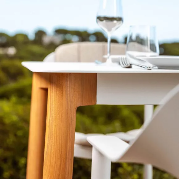 Mesa de jardín cuadrada de aluminio 2 plazas (76 x 76 cm) Monte Carlo Blanco