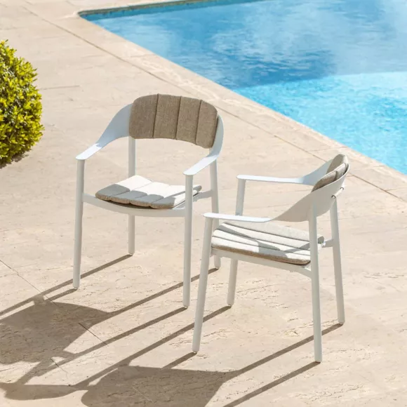 Lote de 2 sillones de jardín de aluminio Monte Carlo Blanco 