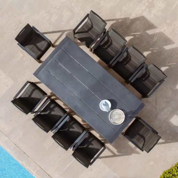Table de jardin rectangulaire aluminium 10 places (240 x 118 cm) Elba Gris anthracite