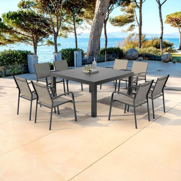 Tuintafel 8 personen Aluminium Murano (136 x 136 cm) - Antraciet 3