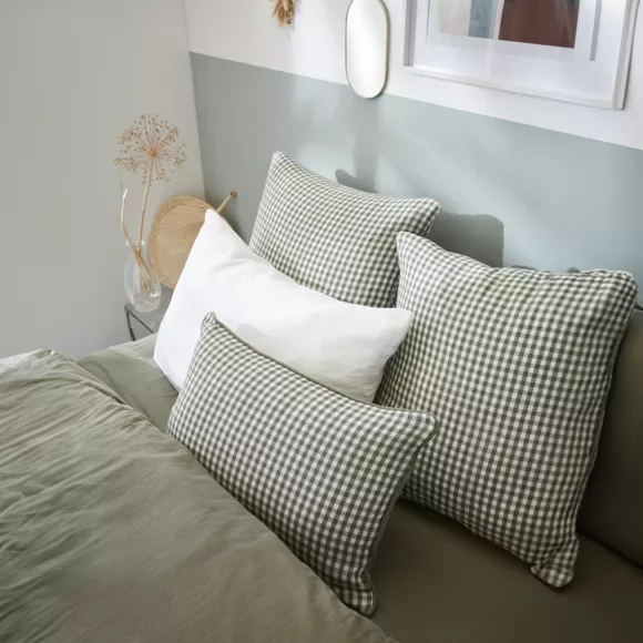 Coussin rectangulaire gaze de coton (40 x 60 cm) Vickie Vert romarin