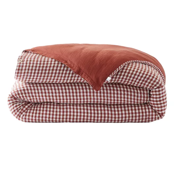 Housse de couette gaze de coton (260 x 240 cm) Vickie Terracotta