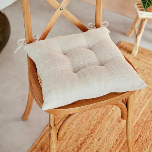 Coussin de chaise carré (38 x 38 cm) Clem Beige lin