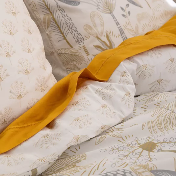 Housse de couette et deux taies coton (240 x 220 cm) Sonie Ecru