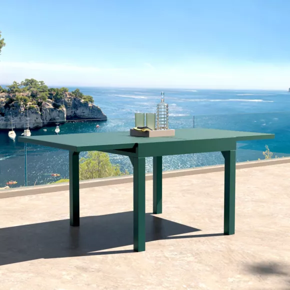 Mesa de jardÃ­Â­n extensible de aluminio para 8 personas (90/180 x 90 cm) Murano Azul petrÃƒÆ’Ã†â€™Ãƒâ€ Ã¢â‚¬â„¢ÃƒÆ’Ã¢â‚¬Å¡Ãƒ