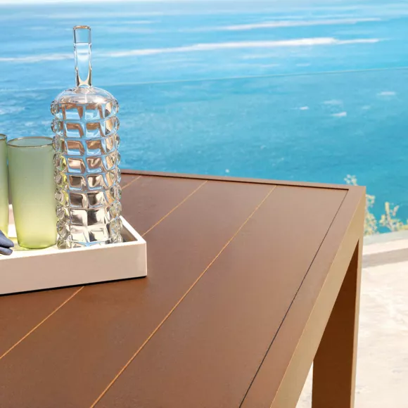  Table de jardin carrée aluminium 8 places (136 x 136 cm) Murano Bronze