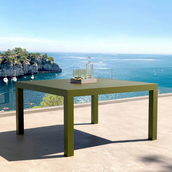 Mesa de jardÃƒÂ­n cuadrada de aluminio para 8 personas (136 x 136 cm) Murano Verde