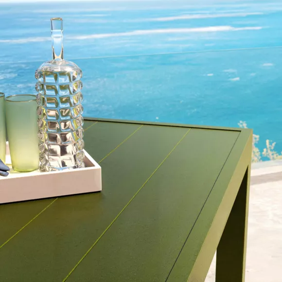  Table de jardin carrée aluminium 8 places (136 x 136 cm) Murano Vert olive