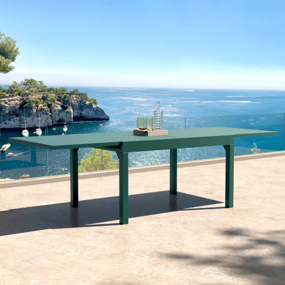 Table de jardin extensible aluminium 10 places (135/270 x 90 cm) Murano Bleu pétrole