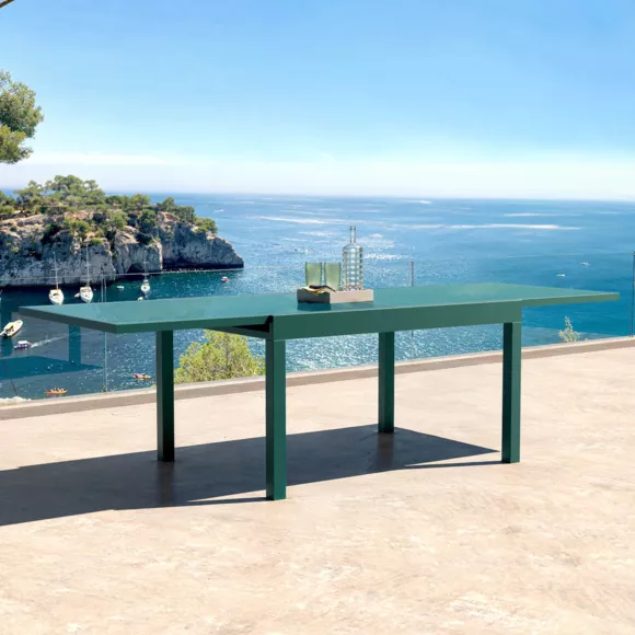 Mesa de jardín extensible de aluminio para 10 personas (135/270 x 90 cm) Murano Azul petrÃ³leo