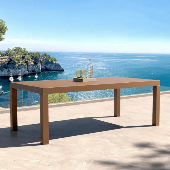 Rectangular tuintafel van aluminium voor 8 personen (210 x 100 cm) Murano Brons