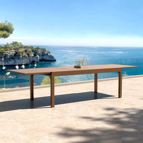 Table de jardin extensible aluminium 12 places (200/320 x 100 cm) Murano Bronze
