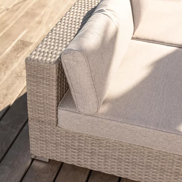 Chauffeuse de jardin en résine tressée 2 places Palma Gris et taupe