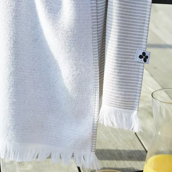 Fouta avec franges 95 x 180 cm Coton tissŽ teint + Žponge NAèL NŽnuphar