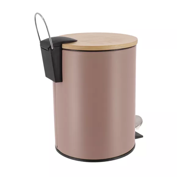 POUBELLE METAL FREIN DE CHUTE 3L - CAPUCCINO / BAMBOU