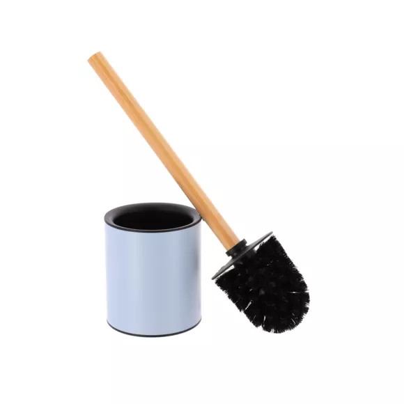 BROSSE WC METAL TIGE BAMBOU - BLEU CLAIR/BAMBOU