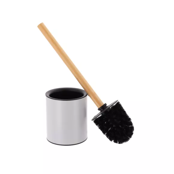 BROSSE WC METAL TIGE BAMBOU - GRIS CLAIR