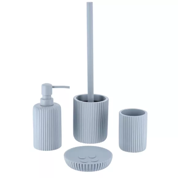 BROSSE WC POLYRESINE STRIEE - BLEU CLAIR
