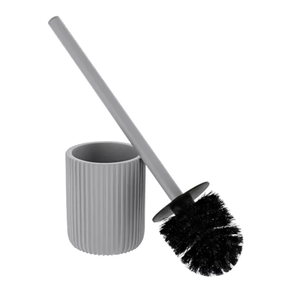 BROSSE WC POLYRESINE STRIEE- GRIS CLAIR