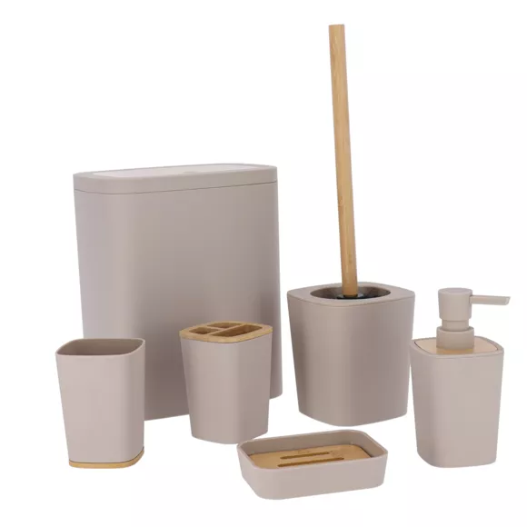 PORTE BROSSE A DENTS RUBBER + ABS ET BAMBOU - BEIGE