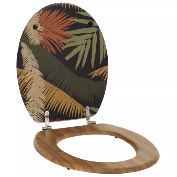 ABATTANT WC MDF 18 POUCES COUVERCLE DESIGN IMPRIMEE ET ASSISE FACON BAMBOU ATTACHES ACIER INOXYDABLE - EXOTIC GARDEN